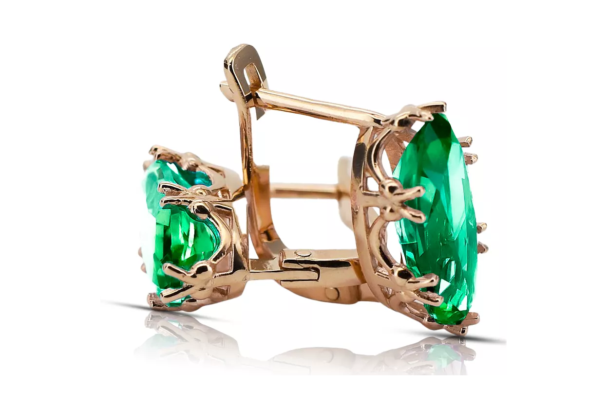 Earrings Vintage Jewlery Emerald Original Vintage 14K Rose Gold vec021r